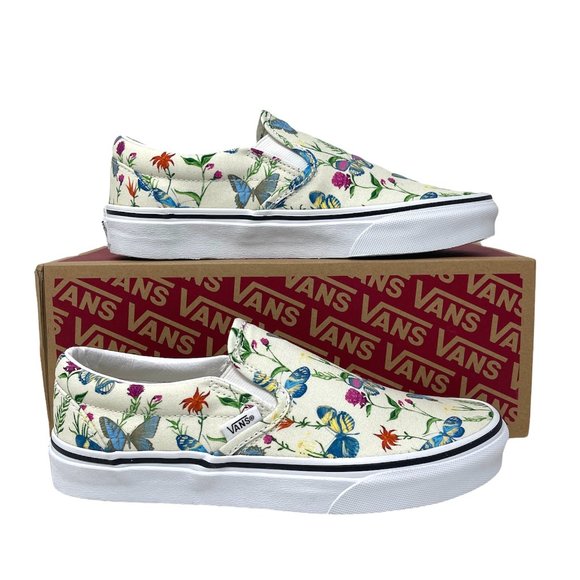 Vans Classic Slip On Buterfly Floral White Canvas Shoes Women's Size VN0A5AO8UC0 - Picture 10 of 11